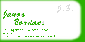 janos bordacs business card